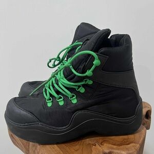 Bottega Veneta Black Nylon Puddle Bomber Boots Size 39 US 9